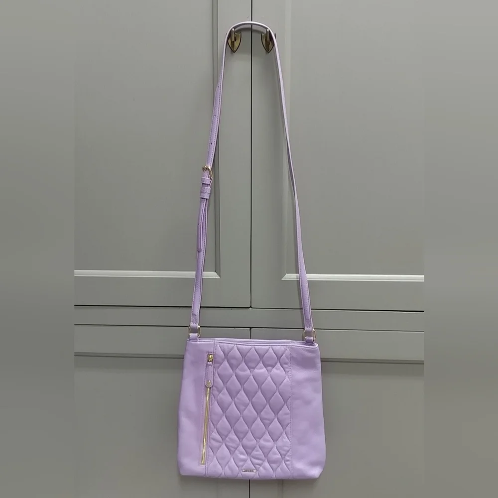 Vera Bradley Genuine Leather Quilted Molly Crossbody Lavender Purple Purse - Picture 5 of 16